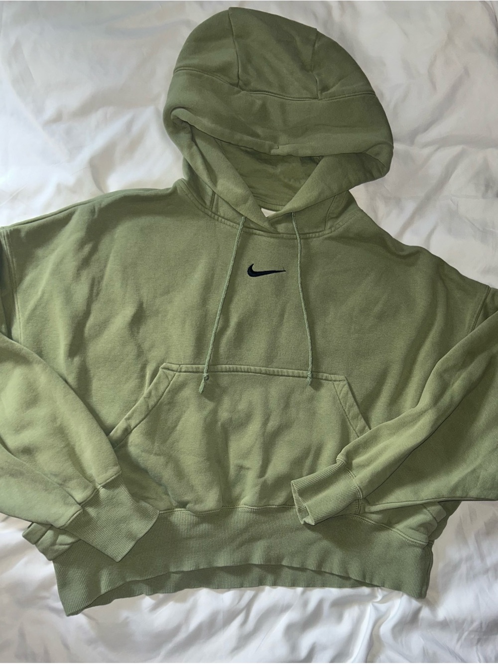 Nike Women’s Olive Green Crop Hoodie Sweatshirt